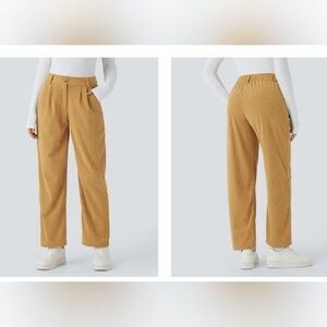HALARA Mid Rise Zipper Pockets Corduroy Pants